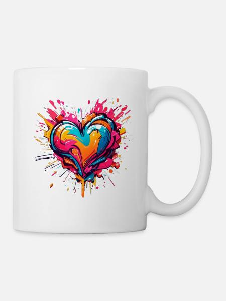 Cœur de peintures colorées - Mug blanc - blanc