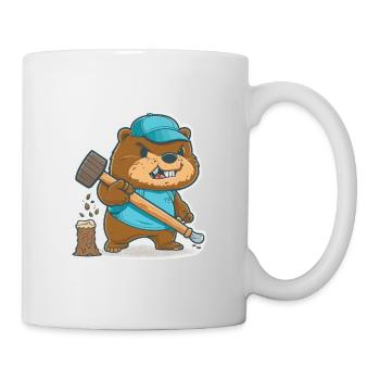 Biber bauen - Tasse - Weiß - Rechts