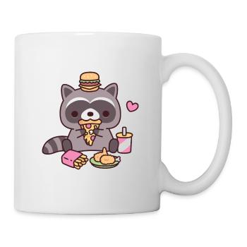 Cute Raccoon Eating Fast Food - Mug - white - Right