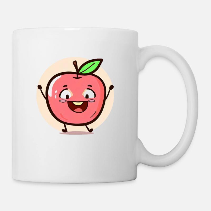 Fröhlicher Apfel - Tasse - Weiß