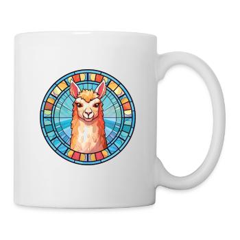 Alpaka-Bunte Aquarell-Tier-Haustier-Illustration - Tasse - Weiß - Rechts