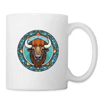 Bison Colorful Watercolor Animal Pet Illustration - Mug - white - Right