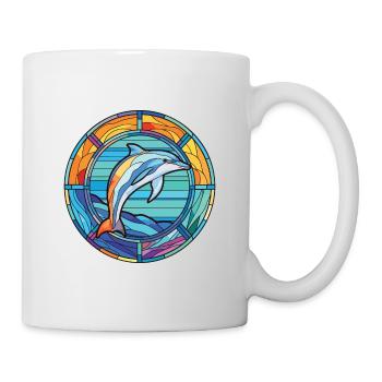 Dolphin Colorful Watercolor Animal Illustration - Mug - white - Right