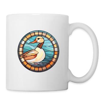 Ente Buntes Aquarell Tier Haustier Illustration - Tasse - Weiß - Rechts