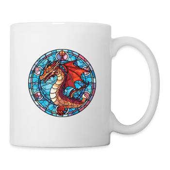 Drache Buntes Aquarell Tier Haustier Illustration - Tasse - Weiß - Rechts