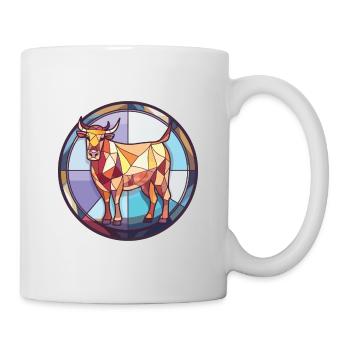 Kuh Buntes Aquarell Tier Haustier Illustration - Tasse - Weiß - Rechts