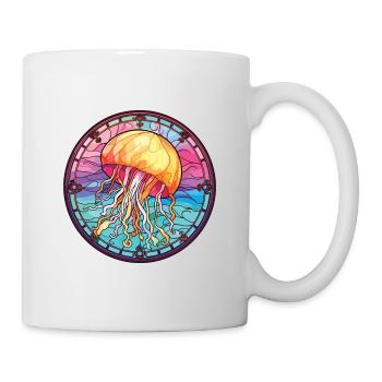 Quallenbunte Aquarell-Tierillustration - Tasse - Weiß - Rechts