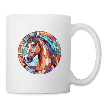 Pferd Buntes Aquarell Tier Haustier Illustration - Tasse - Weiß - Rechts
