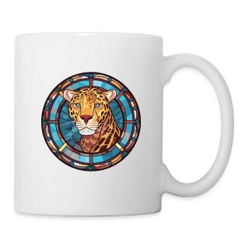 Jaguar Buntes Aquarell Tier Haustier Illustration - Tasse - Weiß - Rechts
