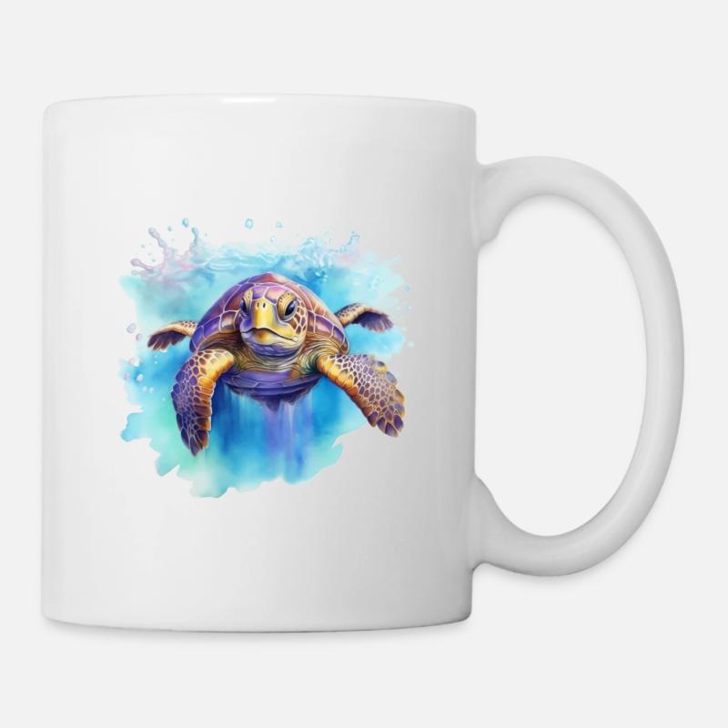 Tortue bleue - Mug blanc - blanc