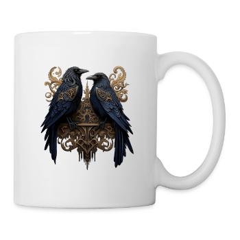 Hugin und Munin, die Raben von Odin - Tasse - Weiß - Rechts