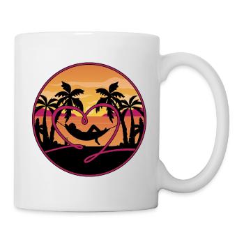 Sunset Palm Sea Sea Beach Heart Hammock - Mug - white - Right