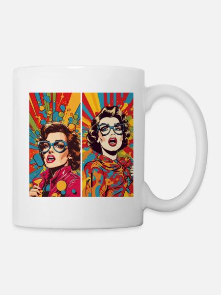 funny pop art women - Mug blanc - blanc