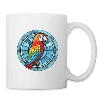 Papagei Buntes Aquarell Tier Haustier Illustration - Tasse - Weiß - Rechts
