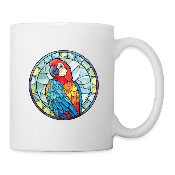 Papagei Buntes Aquarell Tier Haustier Illustration - Tasse - Weiß - Rechts