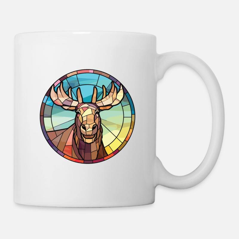 Elchbunte Aquarell-Tier-Haustier-Illustration - Tasse - Weiß