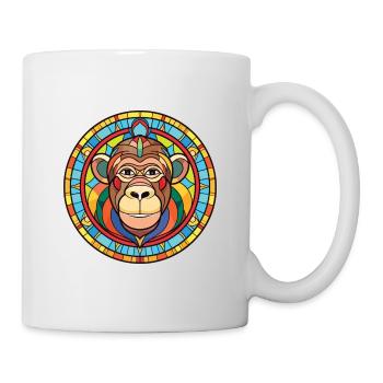 Affe Buntes Aquarell Tier Haustier Illustration - Tasse - Weiß - Rechts