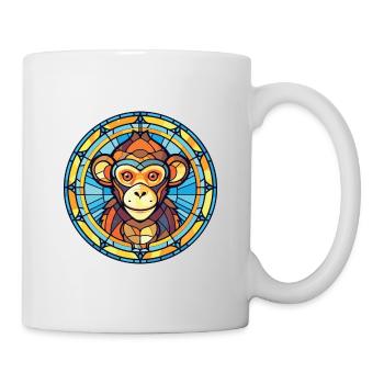 Affe Buntes Aquarell Tier Haustier Illustration - Tasse - Weiß - Rechts