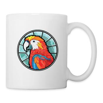 Papagei Buntes Aquarell Tier Haustier Illustration - Tasse - Weiß - Rechts