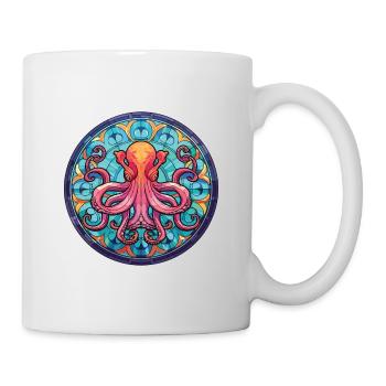 Oktopus Bunte Aquarell-Tierillustration - Tasse - Weiß - Rechts