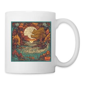 Forces de la nature - gravure sur bois colorée - Mug blanc - blanc - Droite