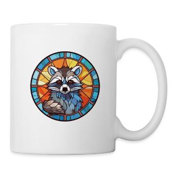 Waschbär Bunte Aquarell-Tierillustration - Tasse - Weiß - Rechts