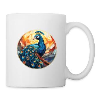 Pfauenbunte Aquarell-Tierillustration - Tasse - Weiß - Rechts