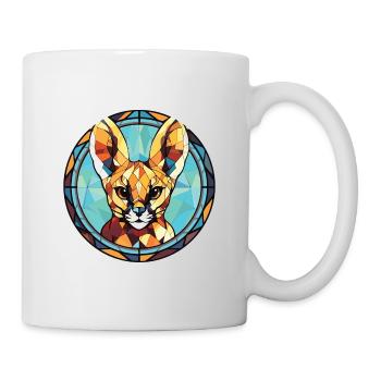 Servalkatze Bunte Aquarell-Tierillustration - Tasse - Weiß - Rechts