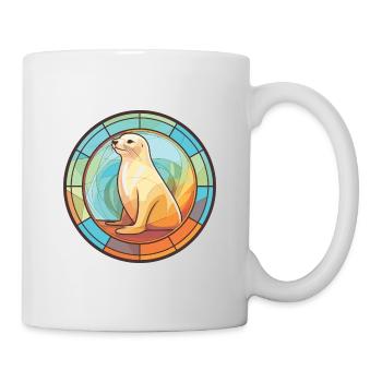 Seelöwe Bunte Aquarell-Tierillustration - Tasse - Weiß - Rechts