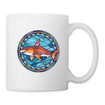 Hai Buntes Aquarell Tier Haustier Illustration - Tasse - Weiß - Rechts