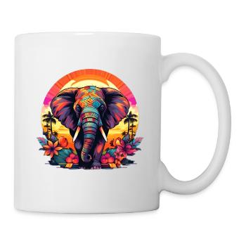 Wunderschöner farbiger Elefant - Tasse - Weiß - Rechts