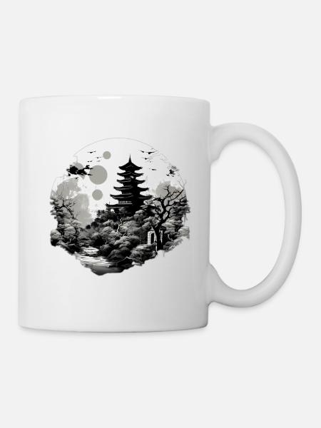 Japon noir et blanc - Mug blanc - blanc