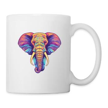Elefant Bunte Aquarell-Tierillustration - Tasse - Weiß - Rechts
