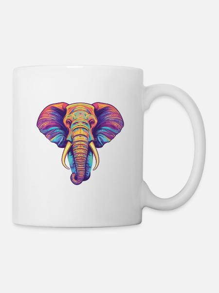 Elefant Bunte Aquarell-Tierillustration - Tasse - Weiß