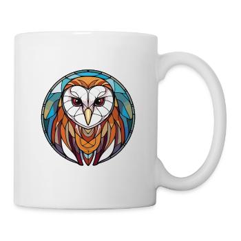Schleiereule Bunte Aquarell-Tierillustration - Tasse - Weiß - Rechts