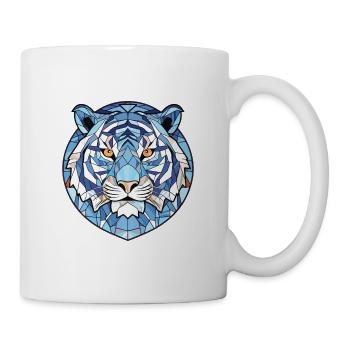 Blauer aquatischer Tiger Buntes Aquarell Tier Haustier - Tasse - Weiß - Rechts