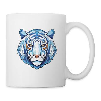 Blauer aquatischer Tiger Buntes Aquarell Tier Haustier - Tasse - Weiß - Rechts