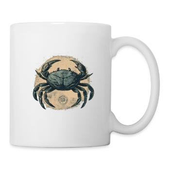 Crabe bleu, crabe au style rétro - Mug blanc - blanc - Droite