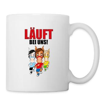 LÄUFT BEI UNS! - PFERDERENNEN - RENNPFERDE - PFERD - Tasse - Weiß - Rechts