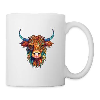 Highland Cow Colorful Watercolor Animal Cartoon - Mug - white - Right