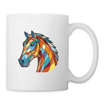 Pferd Buntes Aquarell Tier Haustier Illustration - Tasse - Weiß - Rechts