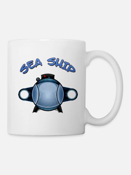 Sea Ship Vehicle Submerged Under Water - Mug - white