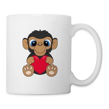 AFFE - HERZ - LIEBE - TIER - Tasse - Weiß - Rechts