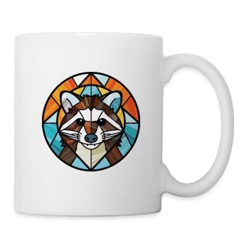 Waschbär Buntes Aquarell Tier Illustration - Tasse - Weiß - Rechts