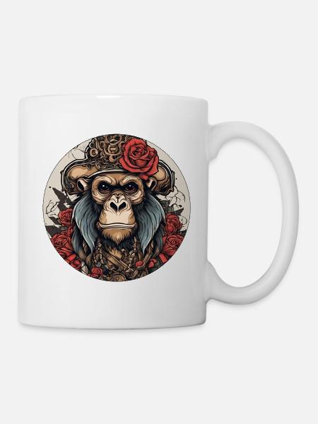 Affen Dame - Tasse - Weiß