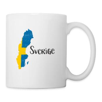 Illustrierte Schwedenkarte mit Text in Schwarz - Tasse - Weiß - Rechts