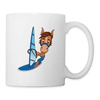 WINDSURFER - SURFEN - SPORT - PFERD - TIER - FUN - Tasse - Weiß - Rechts