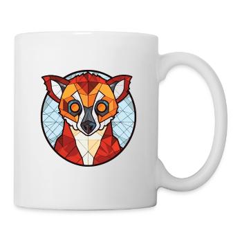 Red Vari Lemur Colorful Watercolor Animal Cartoon - Mug - white - Right
