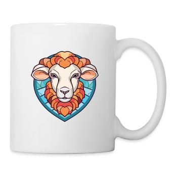 Schaf Buntes Aquarell Tier Haustier Illustration - Tasse - Weiß - Rechts