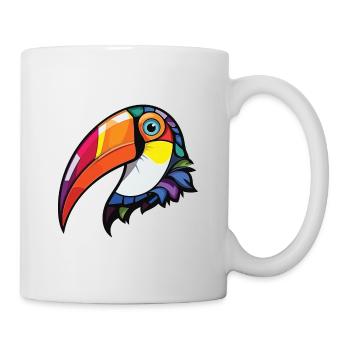 Tukan Tropischer Vogel Buntes Aquarell Tier - Tasse - Weiß - Rechts